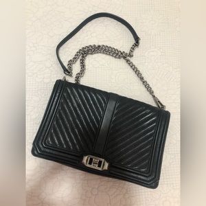 Black Rebecca Minkoff Chevron Quilted Love Crossbody